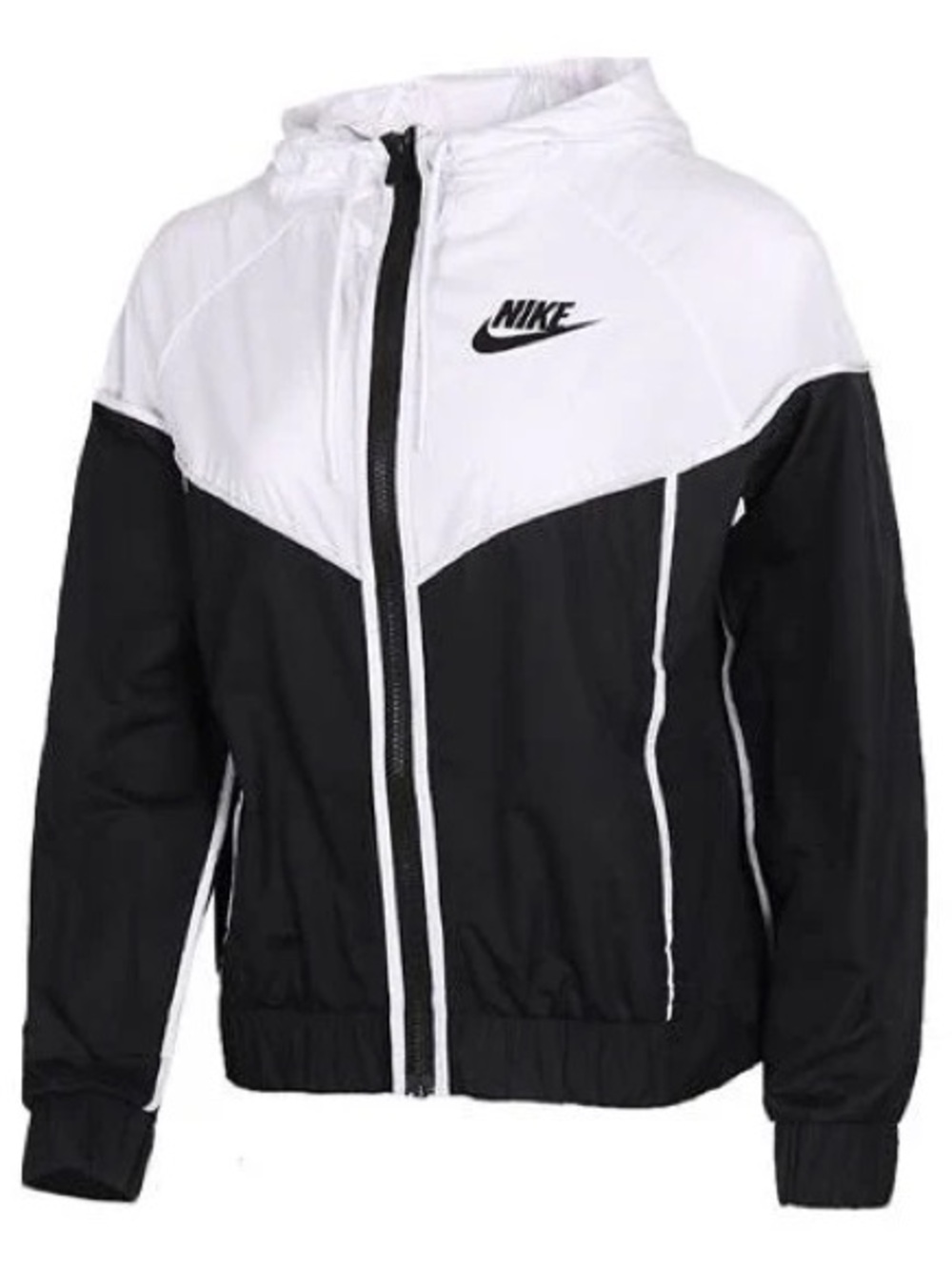 Nike Black and White Hooded Windbreaker Jacket